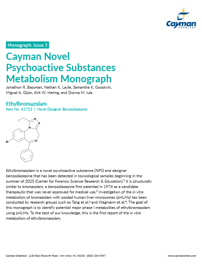 <p>Ethylbromazolam: Cayman NPS Metabolism Monograph, Issue 5<br></p>
